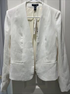AQUA Cream Women's White Open-Front Blazer Jacket